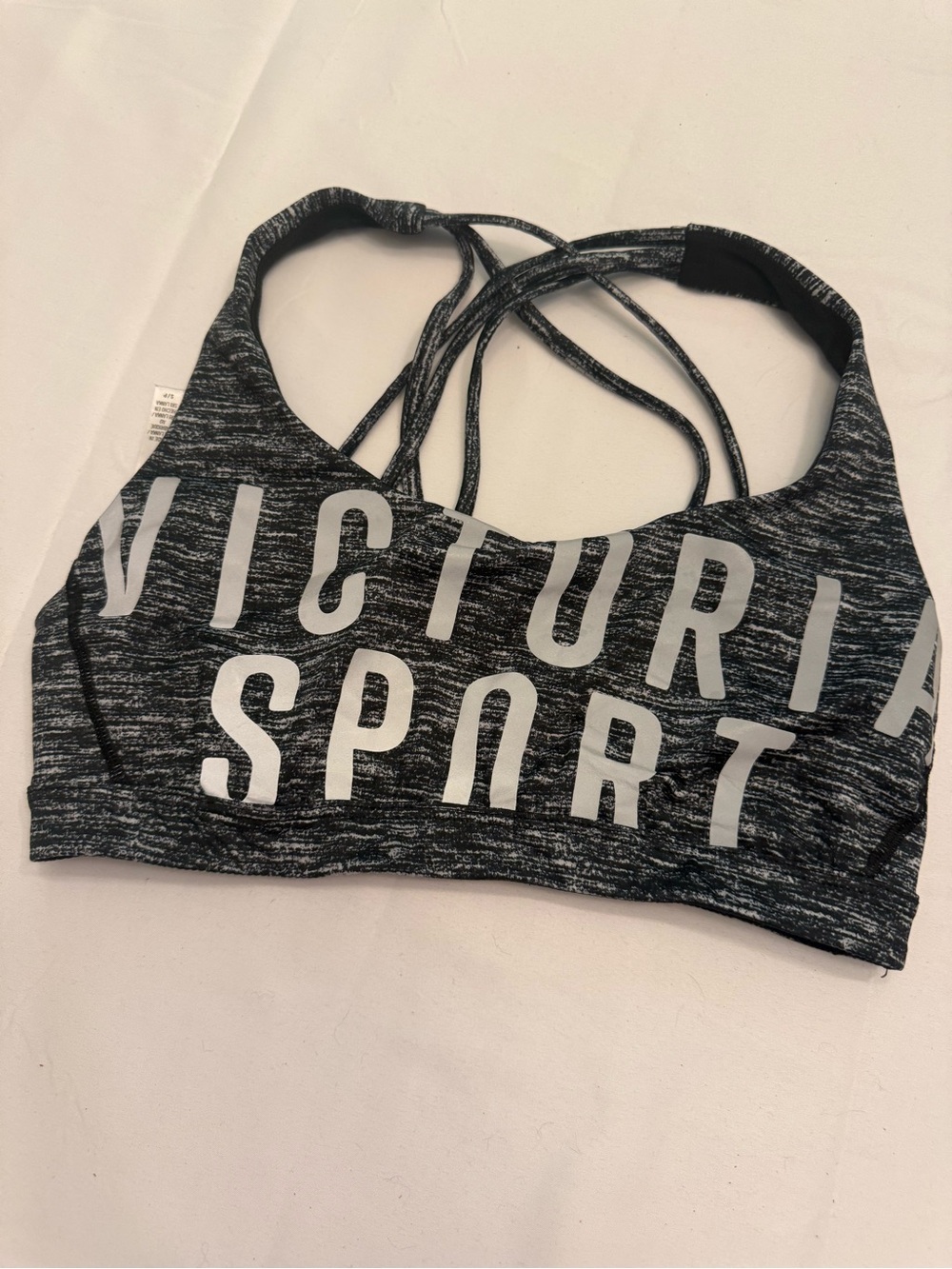 Victoria Sport Strappy Marled Black Sports Bra